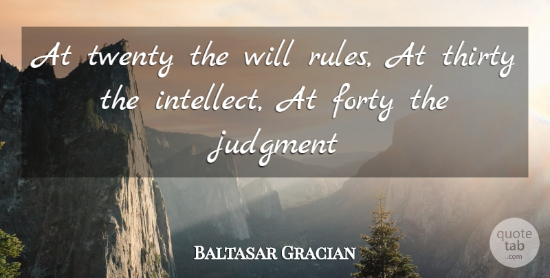 Baltasar Gracian Quote About Forty, Judgment, Thirty, Twenty: At Twenty The Will Rules...