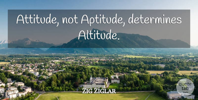 Zig Ziglar Quote About Life, Attitude, Entrepreneur: Attitude Not Aptitude Determines Altitude...