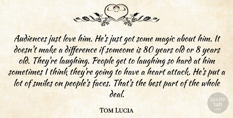 Tom Lucia Quote About Audiences, Best, Difference, Hard, Heart: Audiences Just Love Him Hes...