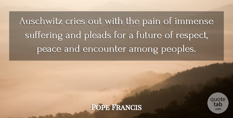 Pope Francis Quote About Pain, Suffering, Encounters: Auschwitz Cries Out With The...