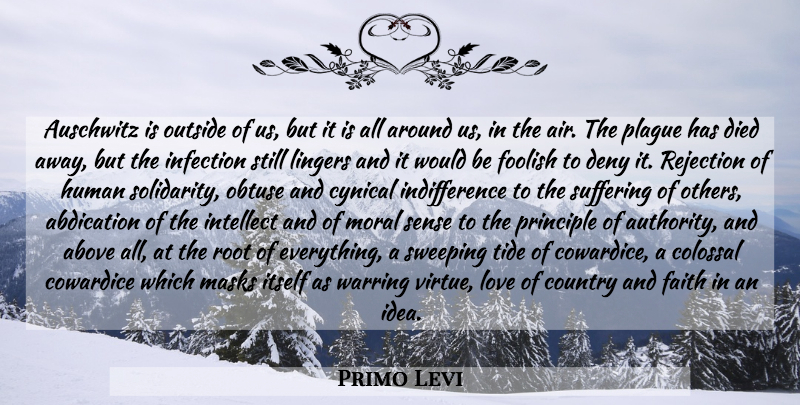 Primo Levi Quote About Country, Air, Suffering Of Others: Auschwitz Is Outside Of Us...