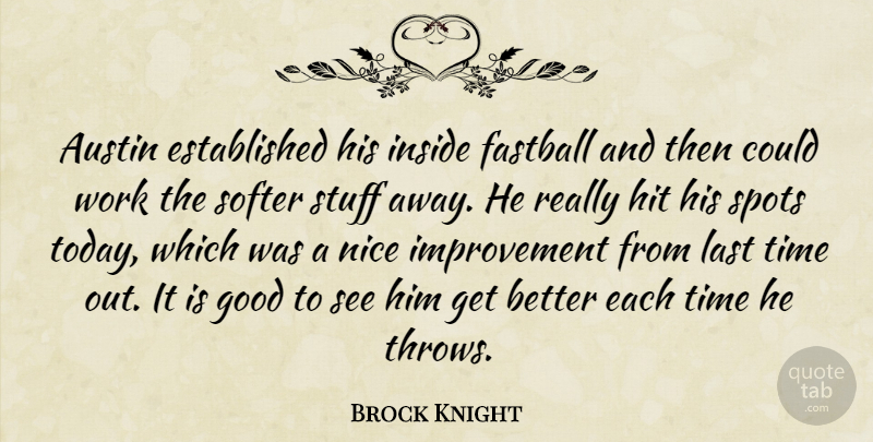 Brock Knight Quote About Austin, Fastball, Good, Hit, Improvement: Austin Established His Inside Fastball...