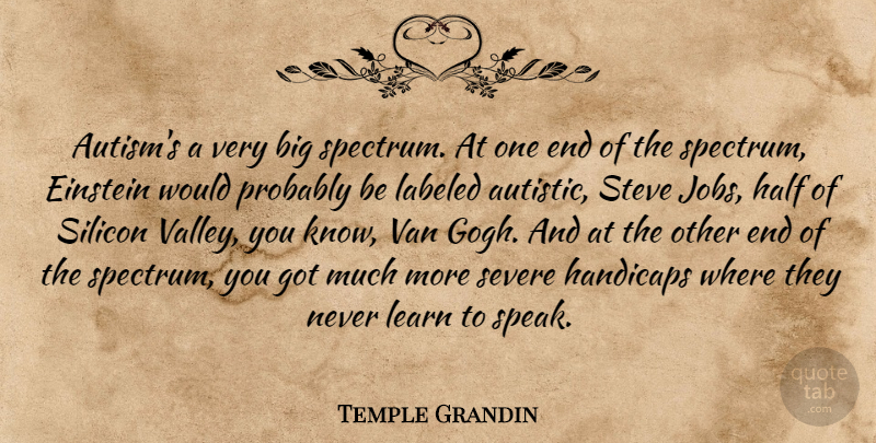 Temple Grandin Quote About Jobs, Autism, Valleys: Autisms A Very Big Spectrum...