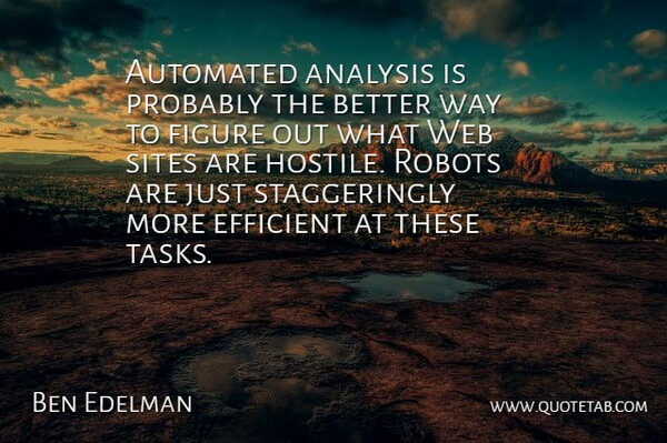 Ben Edelman Quote About Analysis, Automated, Efficient, Figure, Robots: Automated Analysis Is Probably The...