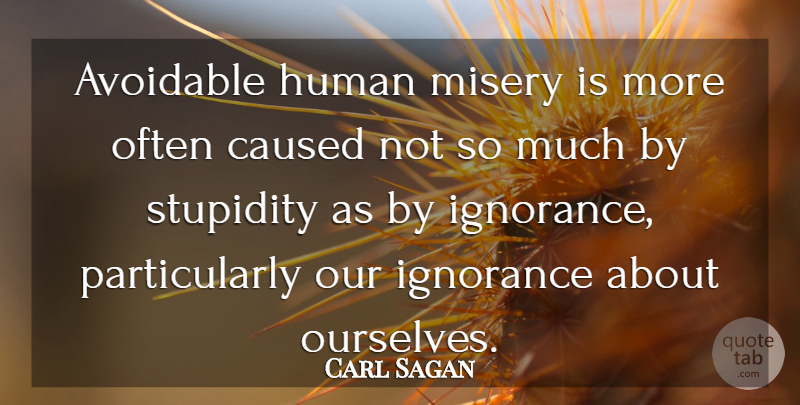 Carl Sagan Quote About Stupid, Ignorance, Science: Avoidable Human Misery Is More...