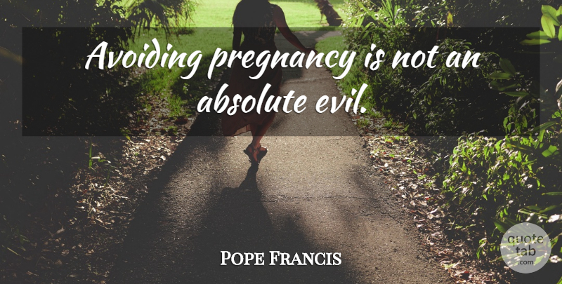 Pope Francis Quote About Pregnancy, Evil, Avoiding: Avoiding Pregnancy Is Not An...
