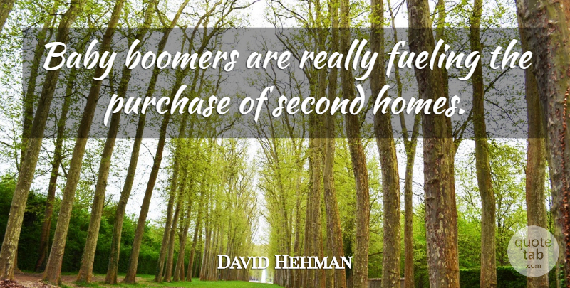 David Hehman Quote About Babies, Baby, Boomers, Purchase, Second: Baby Boomers Are Really Fueling...