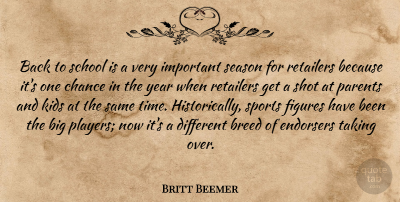 Britt Beemer Quote About Breed, Chance, Figures, Kids, Parents: Back To School Is A...