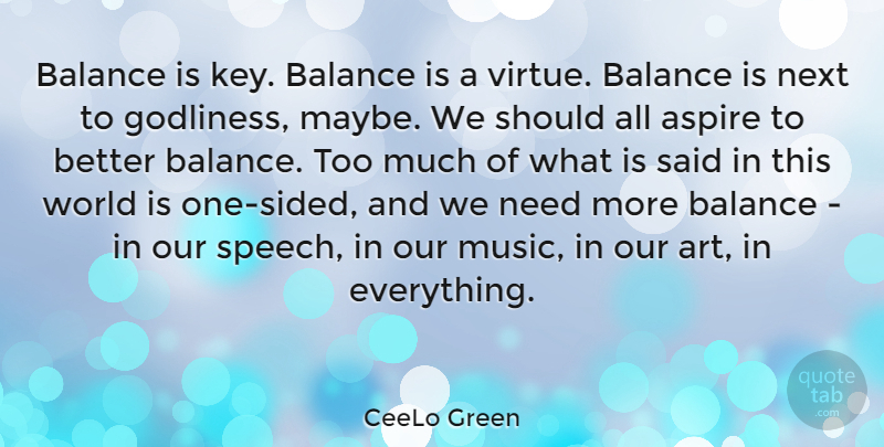 CeeLo Green Quote About Art, Aspire, Music, Next: Balance Is Key Balance Is...