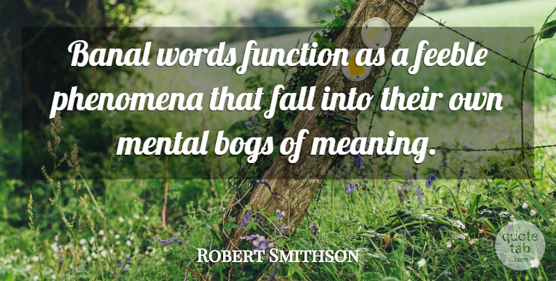 Robert Smithson Quote About Fall, Bogs, Function: Banal Words Function As A...