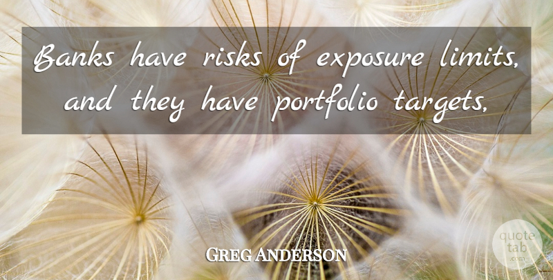 Greg Anderson Quote About Banks, Exposure, Portfolio, Risks: Banks Have Risks Of Exposure...