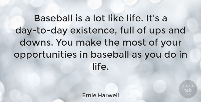 Ernie Harwell Quote About Baseball, Opportunity, Existence: Baseball Is A Lot Like...