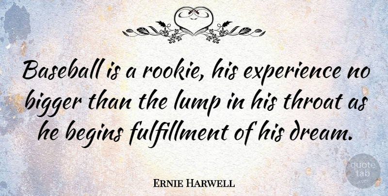 Ernie Harwell Quote About Dream, Baseball, Rookies: Baseball Is A Rookie His...
