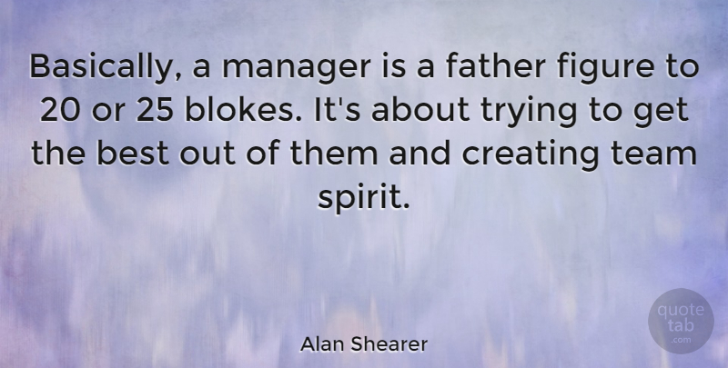 Alan Shearer Quote About Team, Father, Creating: Basically A Manager Is A...