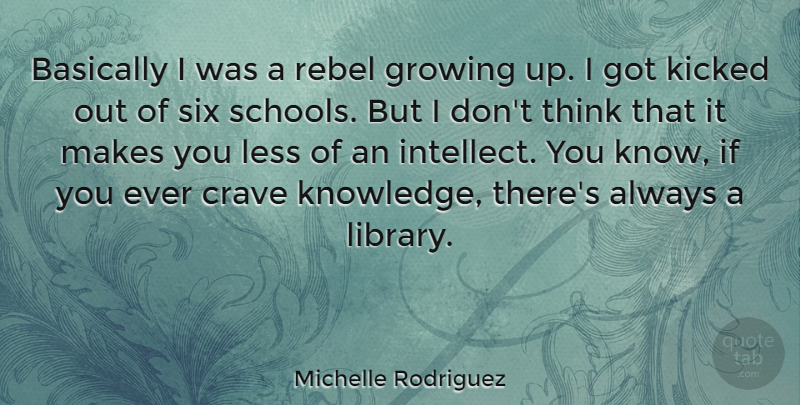 Michelle Rodriguez Quote About Growing Up, School, Thinking: Basically I Was A Rebel...