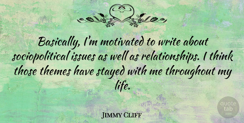 Jimmy Cliff Quote About Issues, Life, Stayed, Throughout: Basically Im Motivated To Write...