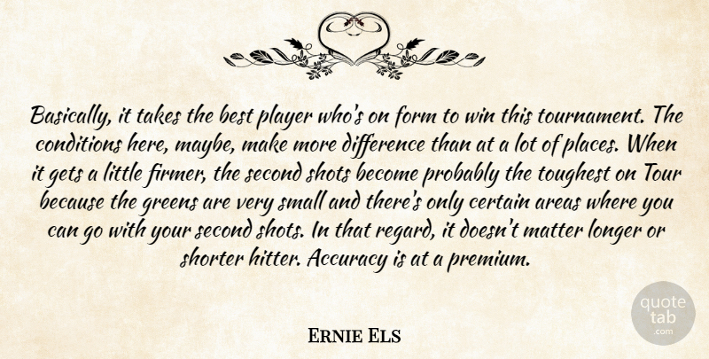 Ernie Els Quote About Accuracy, Areas, Best, Certain, Conditions: Basically It Takes The Best...
