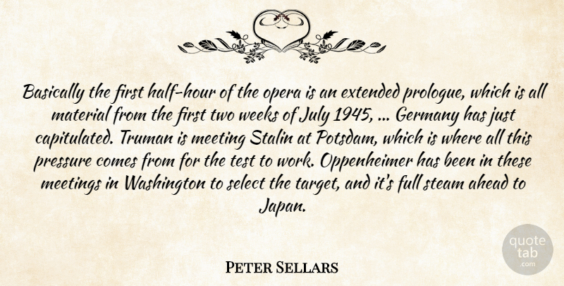 Peter Sellars Quote About Ahead, Basically, Extended, Full, Germany: Basically The First Half Hour...