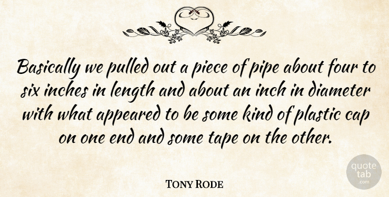 Tony Rode Quote About Appeared, Basically, Cap, Four, Inches: Basically We Pulled Out A...