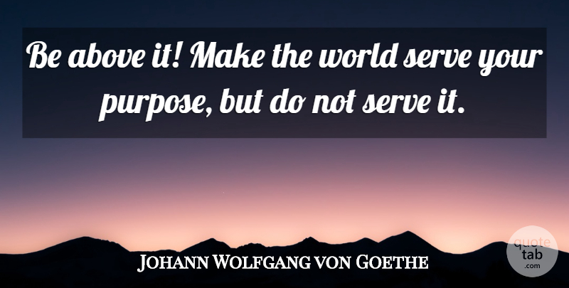 Johann Wolfgang von Goethe Quote About World, Purpose, Literature: Be Above It Make The...