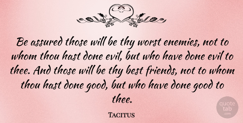 Tacitus Quote About Best Friend, Worst Enemy, History: Be Assured Those Will Be...