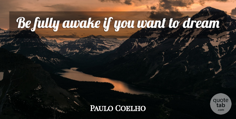 Paulo Coelho Quote About Dream, Want, Awake: Be Fully Awake If You...