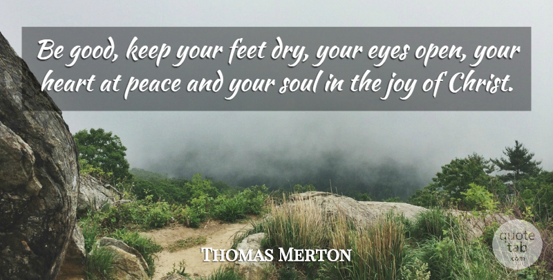 Thomas Merton Quote About Disappointment, Eye, Heart: Be Good Keep Your Feet...