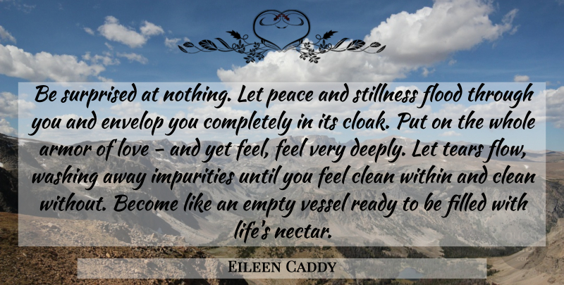 Eileen Caddy Quote About Empty Vessels, Tears, Armor: Be Surprised At Nothing Let...