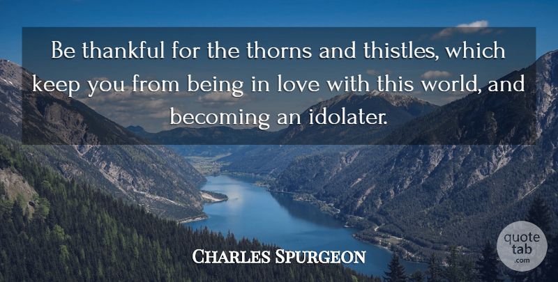 Charles Spurgeon Quote About Being In Love, Being Thankful, World: Be Thankful For The Thorns...