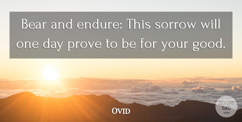 Ovid Quote About Sorrow, One Day, Bears: Bear And Endure This Sorrow...