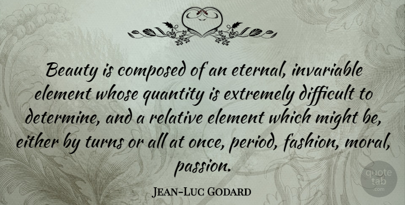 Jean-Luc Godard Quote About Beauty, Fashion, Passion: Beauty Is Composed Of An...