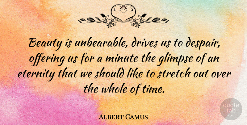 Albert Camus Quote About Love, Beauty, Time: Beauty Is Unbearable Drives Us...