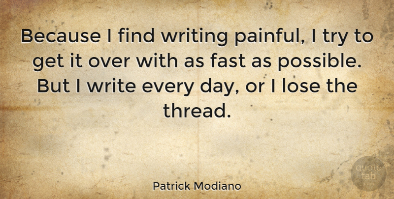 Patrick Modiano Quote About undefined: Because I Find Writing Painful...