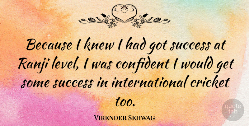 Virender Sehwag Quote About Levels, Cricket, International: Because I Knew I Had...