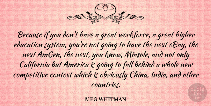 Meg Whitman Quote About Education, Country, Fall: Because If You Dont Have...