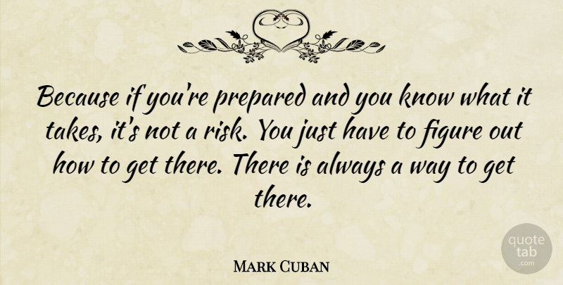 Mark Cuban Quote About Inspiring, Success, Business: Because If Youre Prepared And...