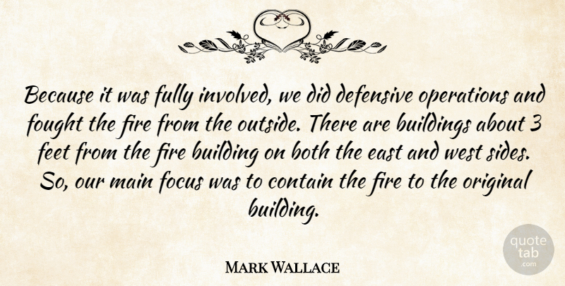 Mark Wallace Quote About Both, Buildings, Contain, Defensive, East: Because It Was Fully Involved...