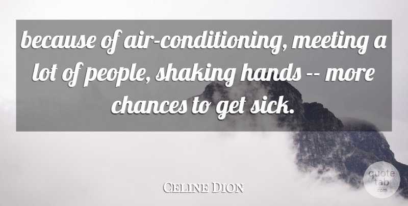 Celine Dion Quote About Chances, Hands, Meeting, Shaking: Because Of Air Conditioning Meeting...