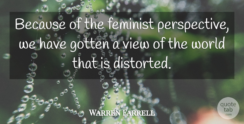 Warren Farrell Quote About Views, Perspective, Feminist: Because Of The Feminist Perspective...