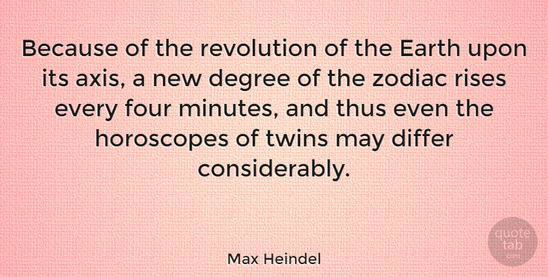 Max Heindel Quote About Degree, Differ, Four, Rises, Thus: Because Of The Revolution Of...