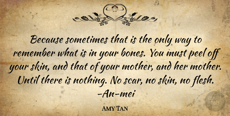 Amy Tan Quote About Mother, Skins, Flesh: Because Sometimes That Is The...