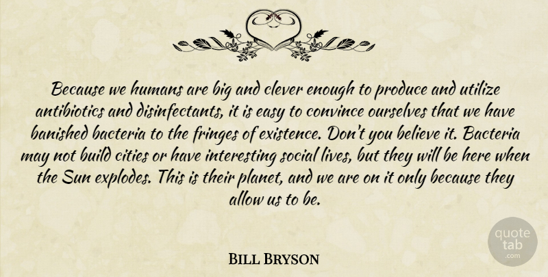 Bill Bryson Quote About Clever, Believe, Cities: Because We Humans Are Big...