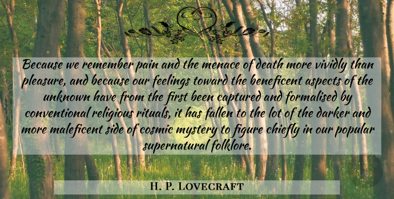H. P. Lovecraft Quote About Religious, Pain, Feelings: Because We Remember Pain And...