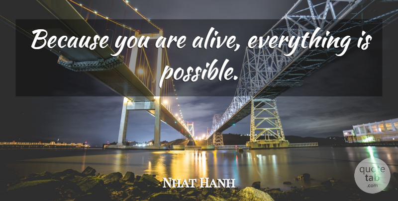 Nhat Hanh Quote About Buddhist, Attitude, Positivity: Because You Are Alive Everything...
