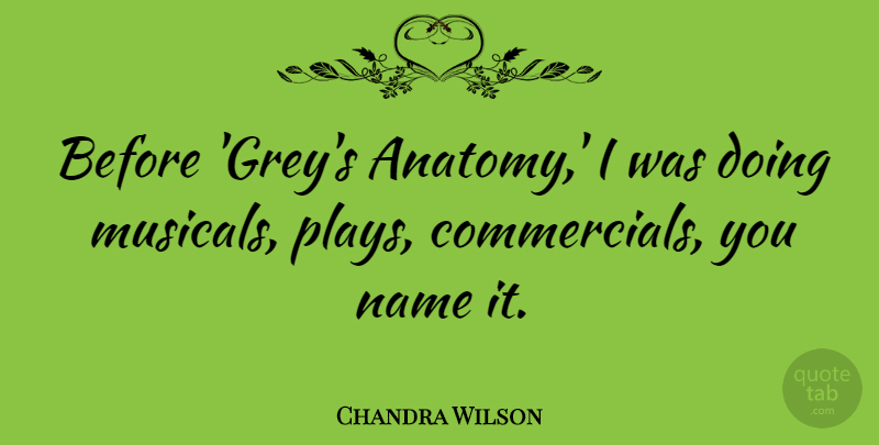 Chandra Wilson Quote About Play, Names, Grey: Before Greys Anatomy I Was...