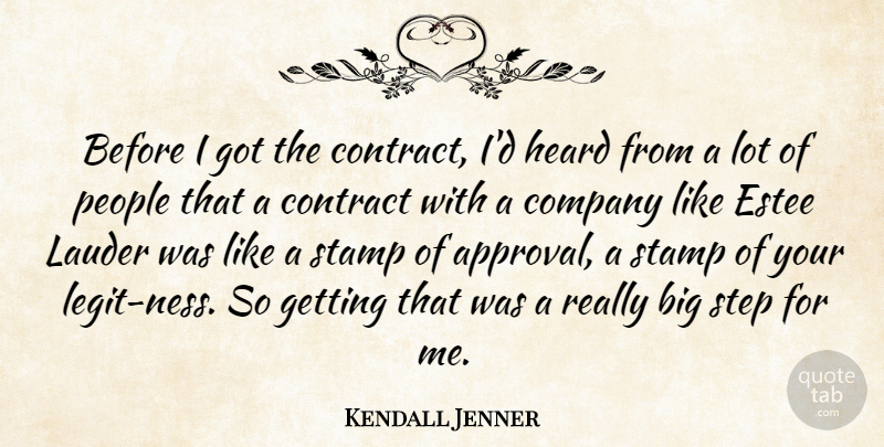 Kendall Jenner Quote About Contract, Heard, People, Stamp: Before I Got The Contract...