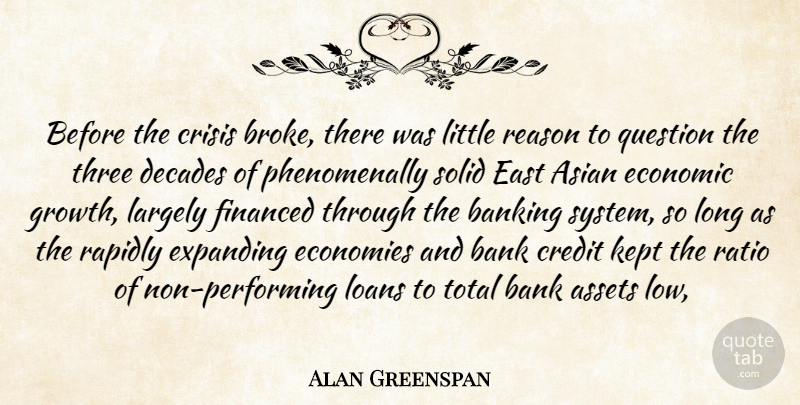Alan Greenspan Quote About Asian, Assets, Banking, Credit, Crisis: Before The Crisis Broke There...