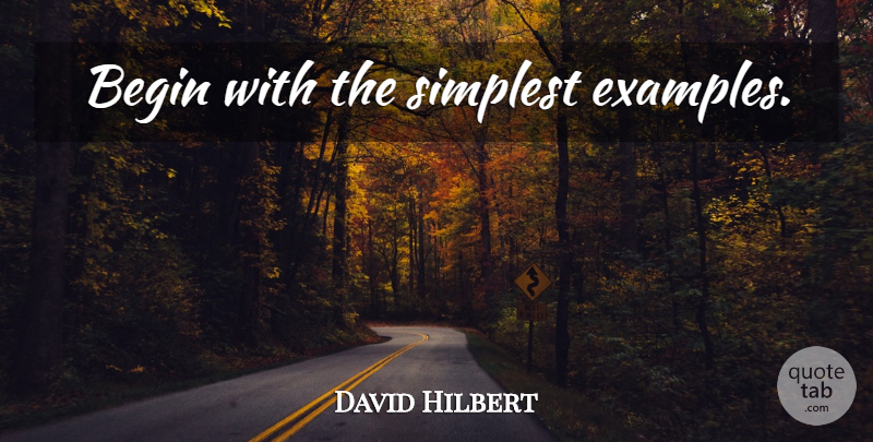 David Hilbert Quote About Example, Simplest: Begin With The Simplest Examples...