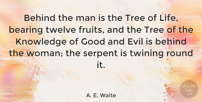 A. E. Waite Quote About Men, Evil, Tree: Behind The Man Is The...