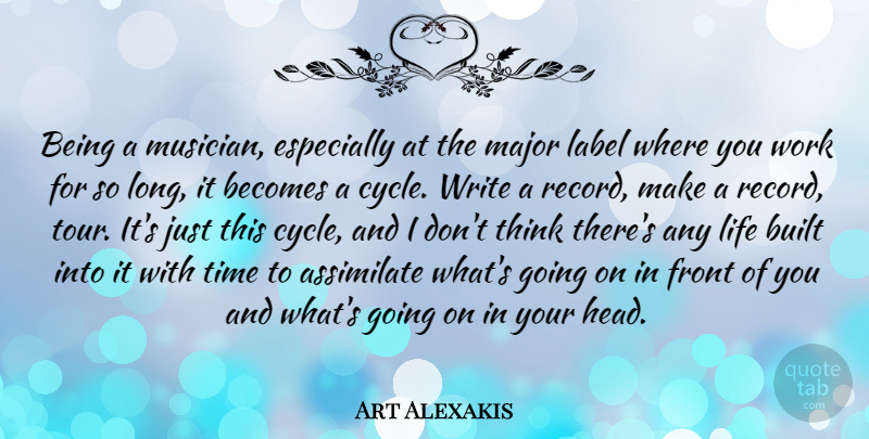 Art Alexakis Quote About Assimilate, Becomes, Built, Front, Label: Being A Musician Especially At...